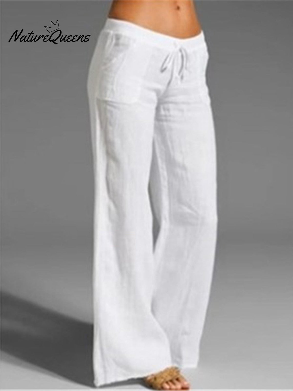 Women’s Pocket Cotton And Linen Slacks White / S