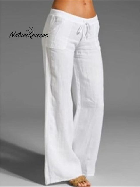 Women’s Pocket Cotton And Linen Slacks White / S