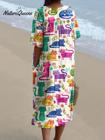 Women'sCatArt PrintCasual Dress