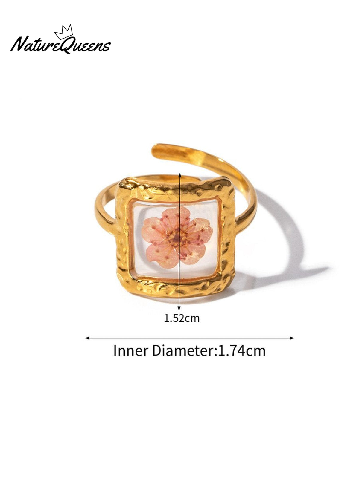 Aeon Flower Stainless Steel Ring Pinkfloralsquare / One Size