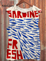 Vintage Fish Sardines Art Print 100% Cotton Casual Tank Top