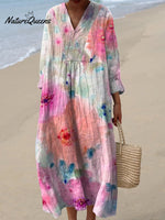 Women's FlowersArt Print Casual Dress