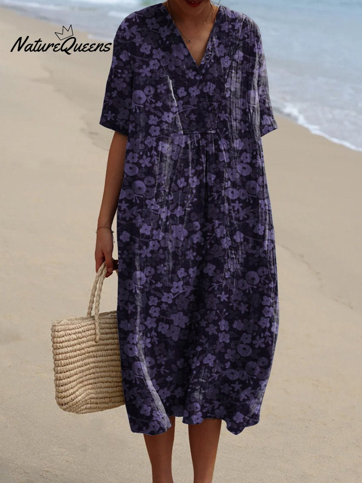 Ditsy Small Spring Floral Seamless Repeat Pattern Printed Women's Flowy Dress