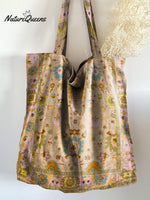Cute Vintage Collage Floral Print Linen Tote Bag