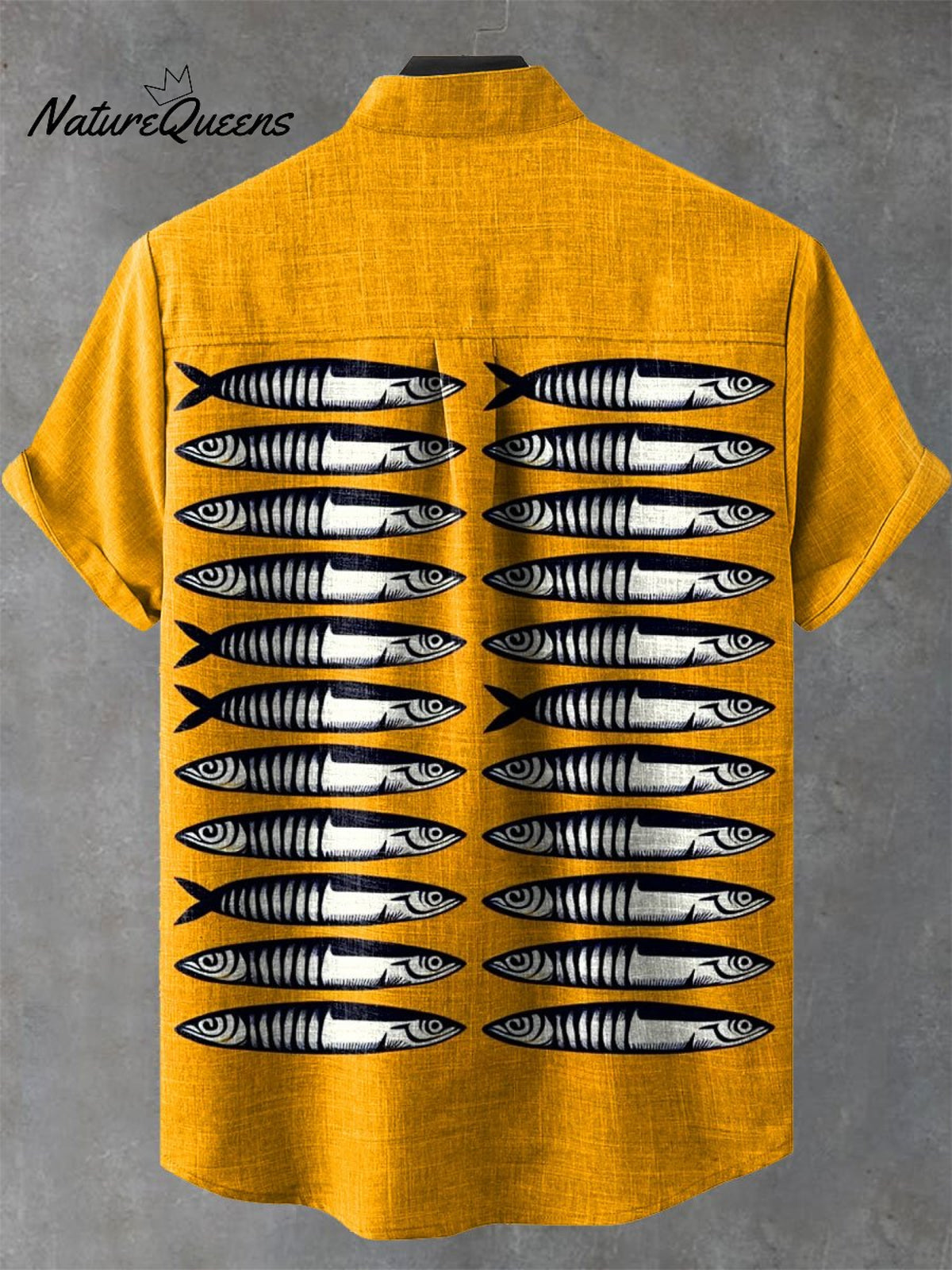 Vintage Fish Sardines Art Print Casual 100% Cotton Shirt