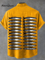 Vintage Fish Sardines Art Print Casual 100% Cotton Shirt