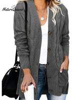 Loose Twist-button Jacket and Casual Knitted Cardigan