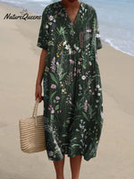 Spring Field In The Night Pattern Printed Women’s Flowy Dress Multicolor / S