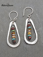 Handmade Multicolor Beads Teardrop Pendant Earrings Silver / One Size