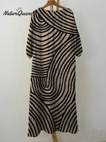 Women's Retro Hand Drawn Geometric Line Print Pocket Cotton Dress