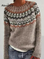 Retro Art Print Casual Pullover Sweater