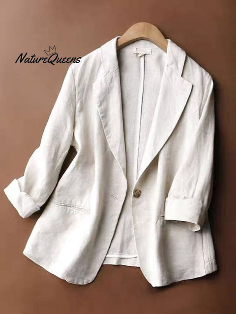 Women's 3/4 Sleeves Linen And Cotton Jacket