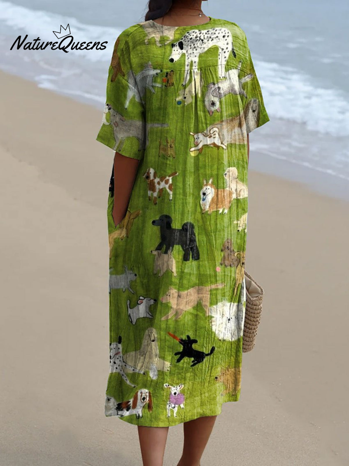 Women's Cute Dog Lover Art Print Flowy Dress