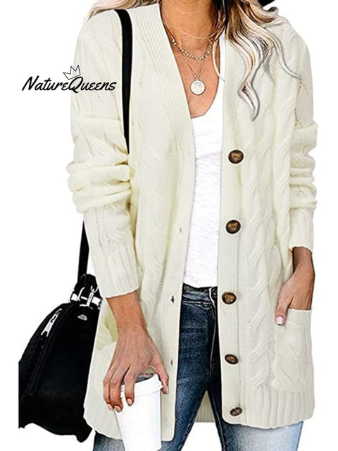 Loose Twist-button Jacket and Casual Knitted Cardigan