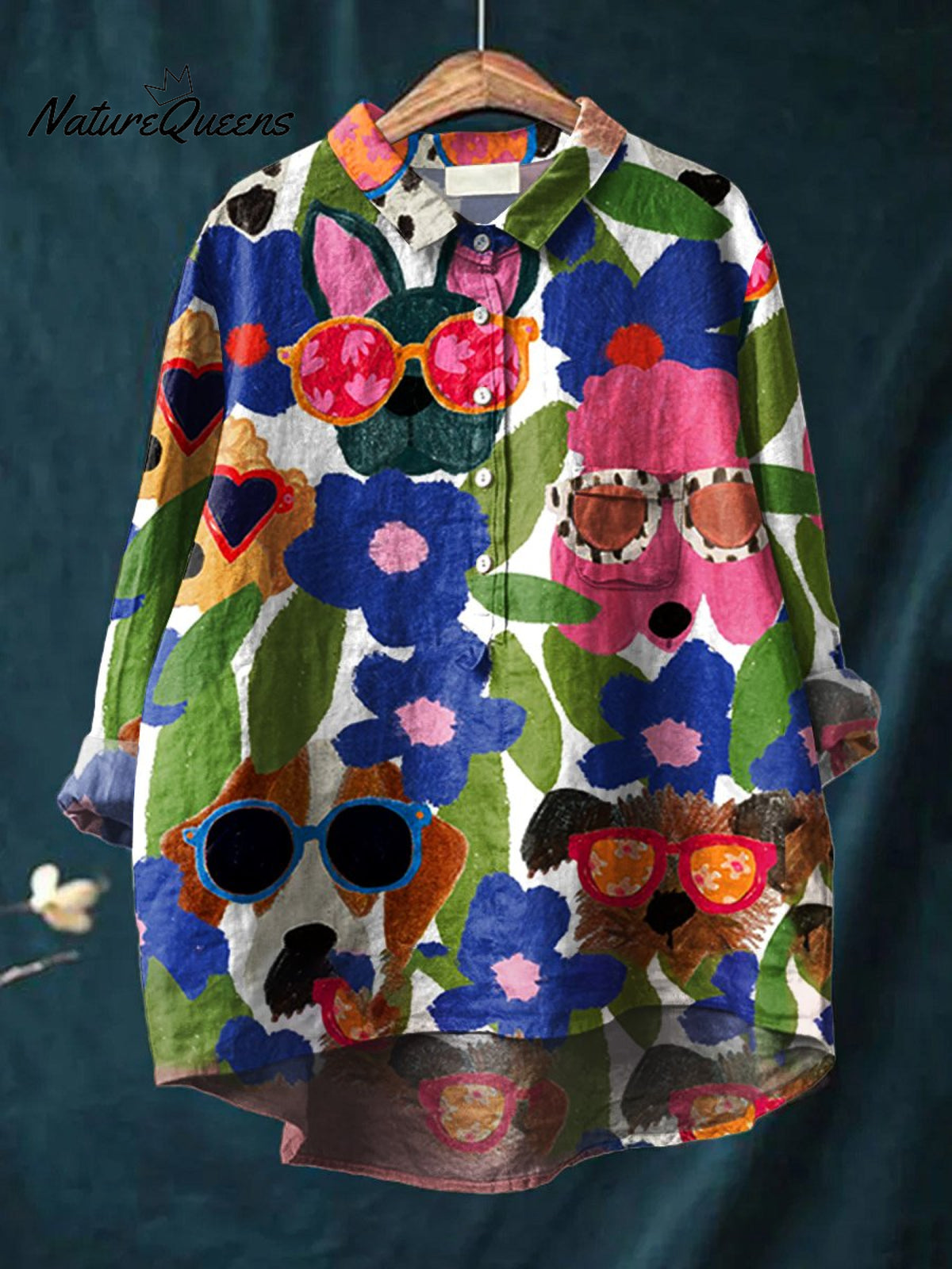 Women'sDogArt Print Casual Cotton And Linen Shirt