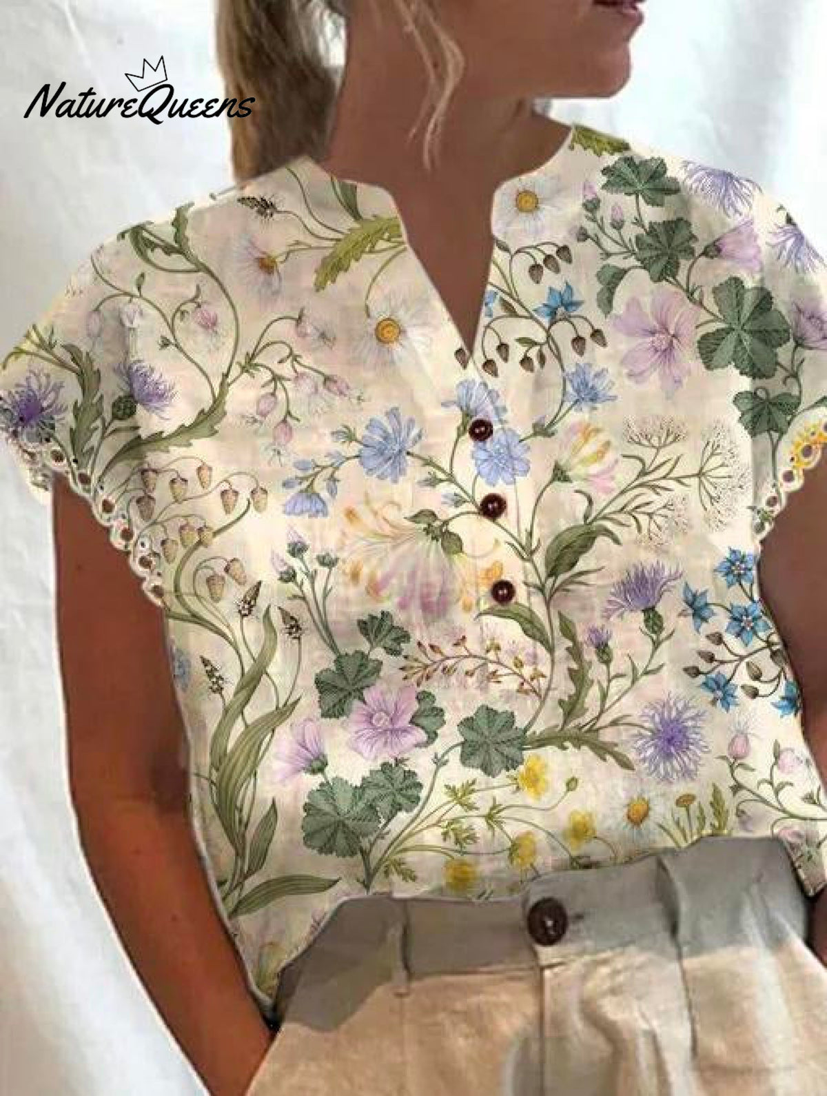 Women’s Wildflower Print Casual Top Colorful / S