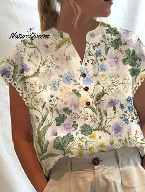 Women’s Wildflower Print Casual Top Colorful / S