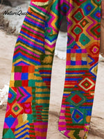 Women's Vintage Ethnic Pattern Art Printed Cotton And Linen Casual Pants