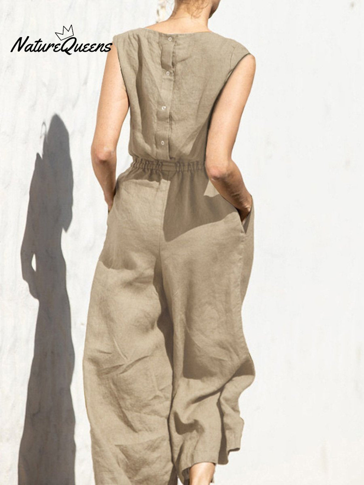 Women's Solid Color Loose Elegant Casual Sleeveless Jumpsuit