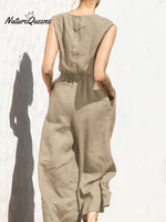 Women's Solid Color Loose Elegant Casual Sleeveless Jumpsuit
