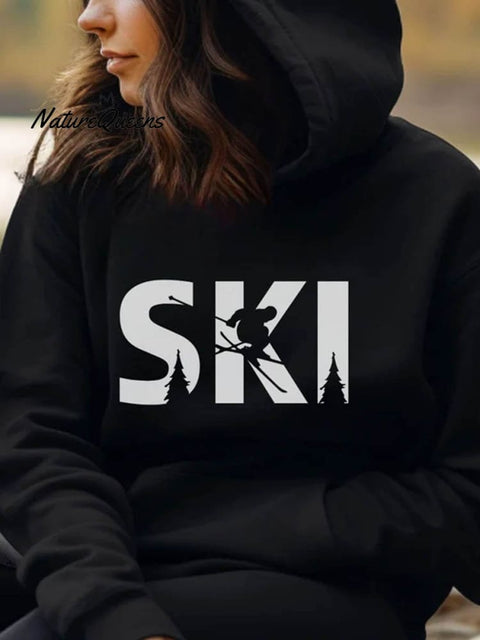 Women's Apres Ski Pattern Art Print Casual Hoodie Sweatshirt
