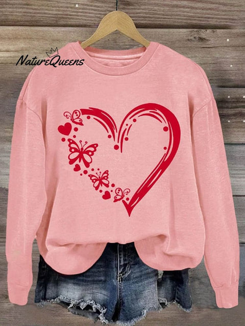 Valentine's Day Lovely Heart Art Print Casual Sweatshirt