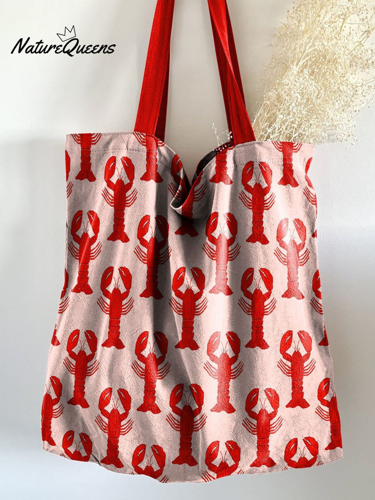 Red Lobster Decorative Pattern Linen Tote Bag
