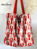 Red Lobster Decorative Pattern Linen Tote Bag