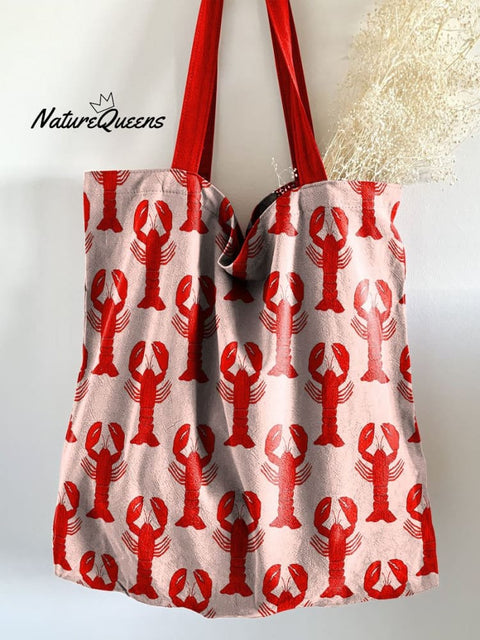 Red Lobster Decorative Pattern Linen Tote Bag