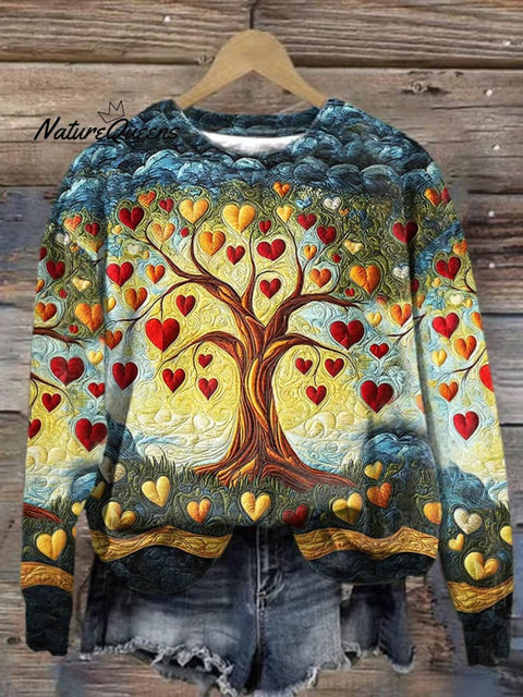 Valentine's Day Lovely Hearts Floral Art Print Casual Sweatshirt