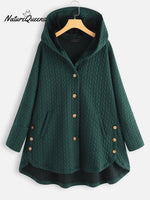 Women's Retro Stylish Casual Long Sleeve Loose Hooded Warm Cotton Jacket Coat