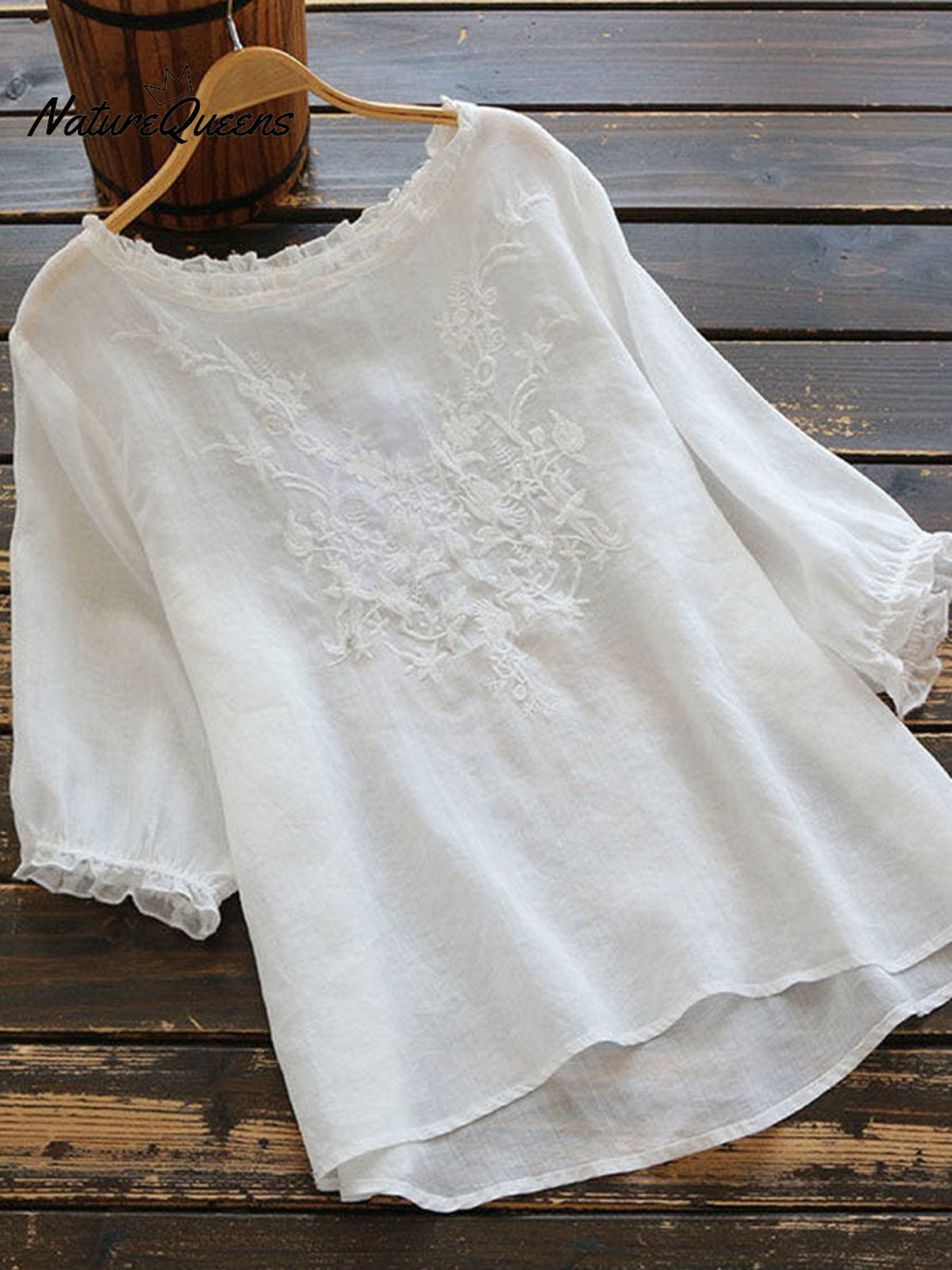 Women’s Embroidery Casual Top White / M