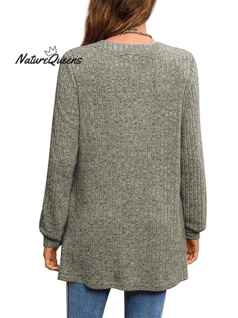 Women's Solid Color Stylish Long-sleeved Casual Knitted Top