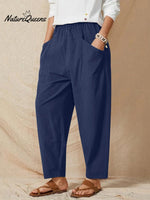 Women’s Solid Color Casual Pants Blue / S