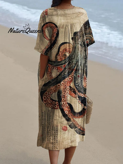 Women's  Octopus  Art Print  Casual Dress
