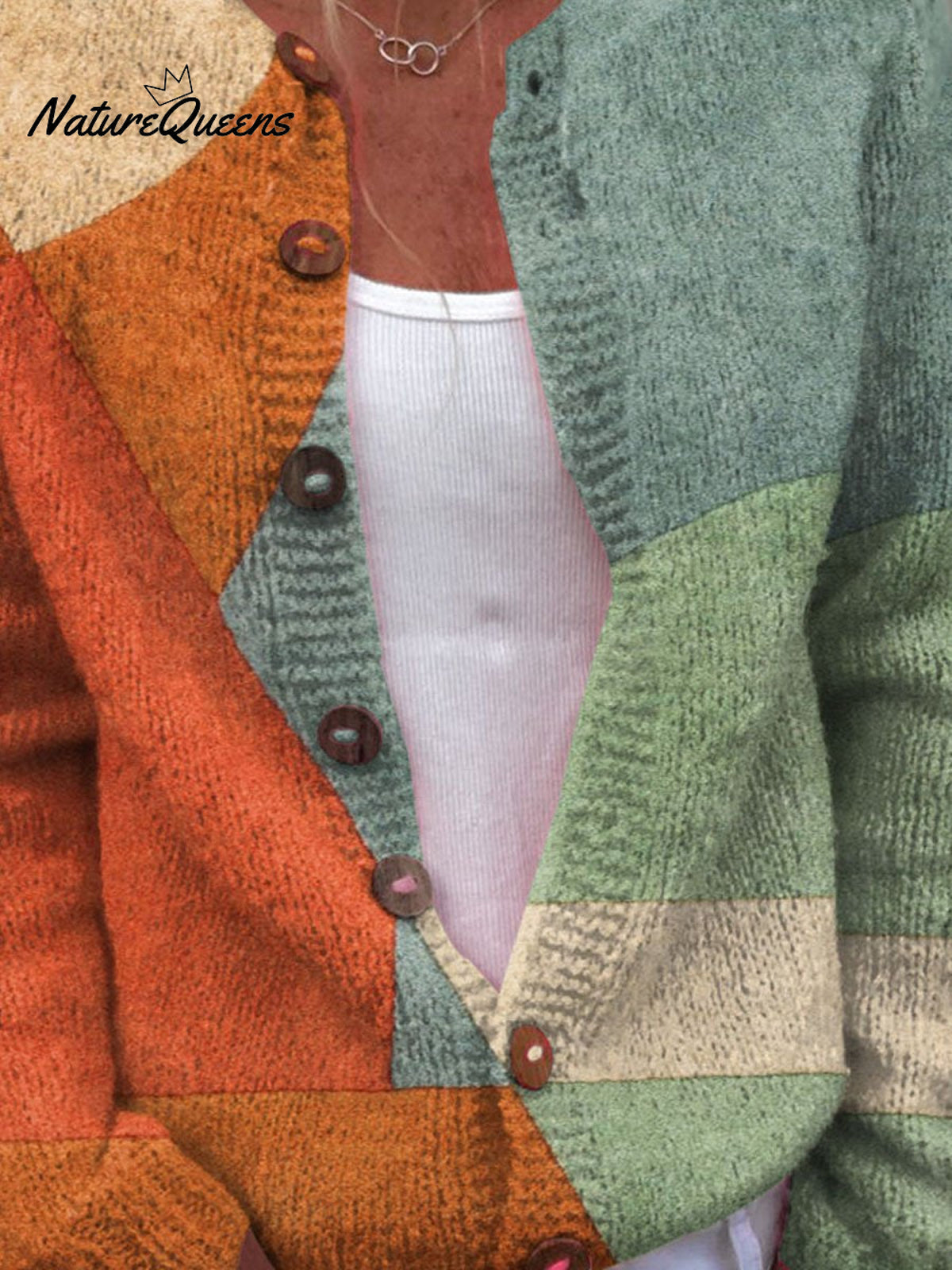 Women's Vintage Geometric Pattern Art Print Buttoned Cardigan Sweater