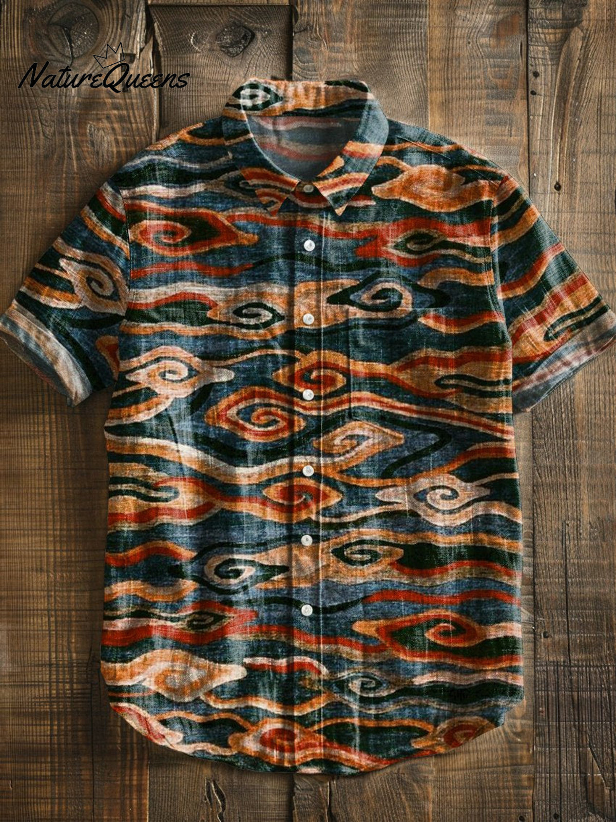 Vintage Art Print Casual 100% Cotton Shirt