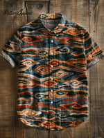 Vintage Art Print Casual 100% Cotton Shirt