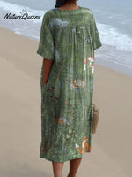 Woodland And Animals Pattern Printed Women’s Flowy Dress