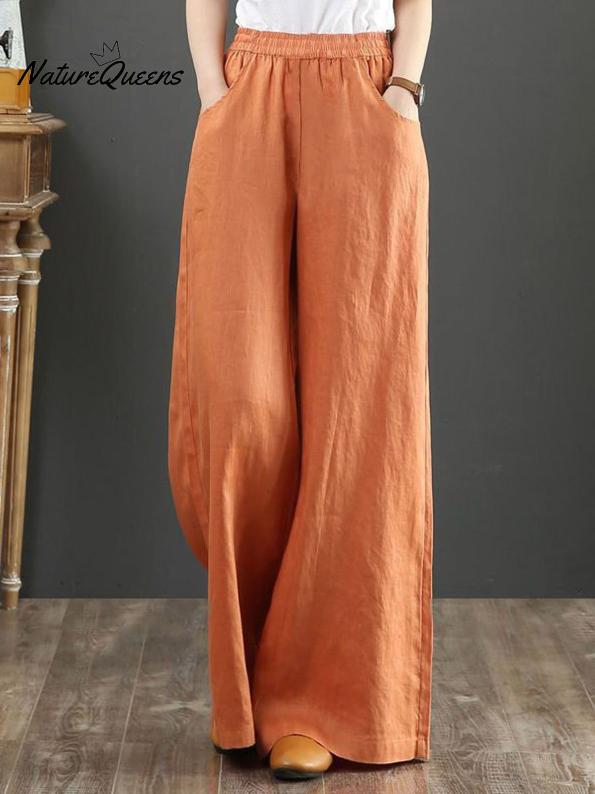 Women's Solid Color Loose Elegant Casual Simple Cotton And Linen Pants