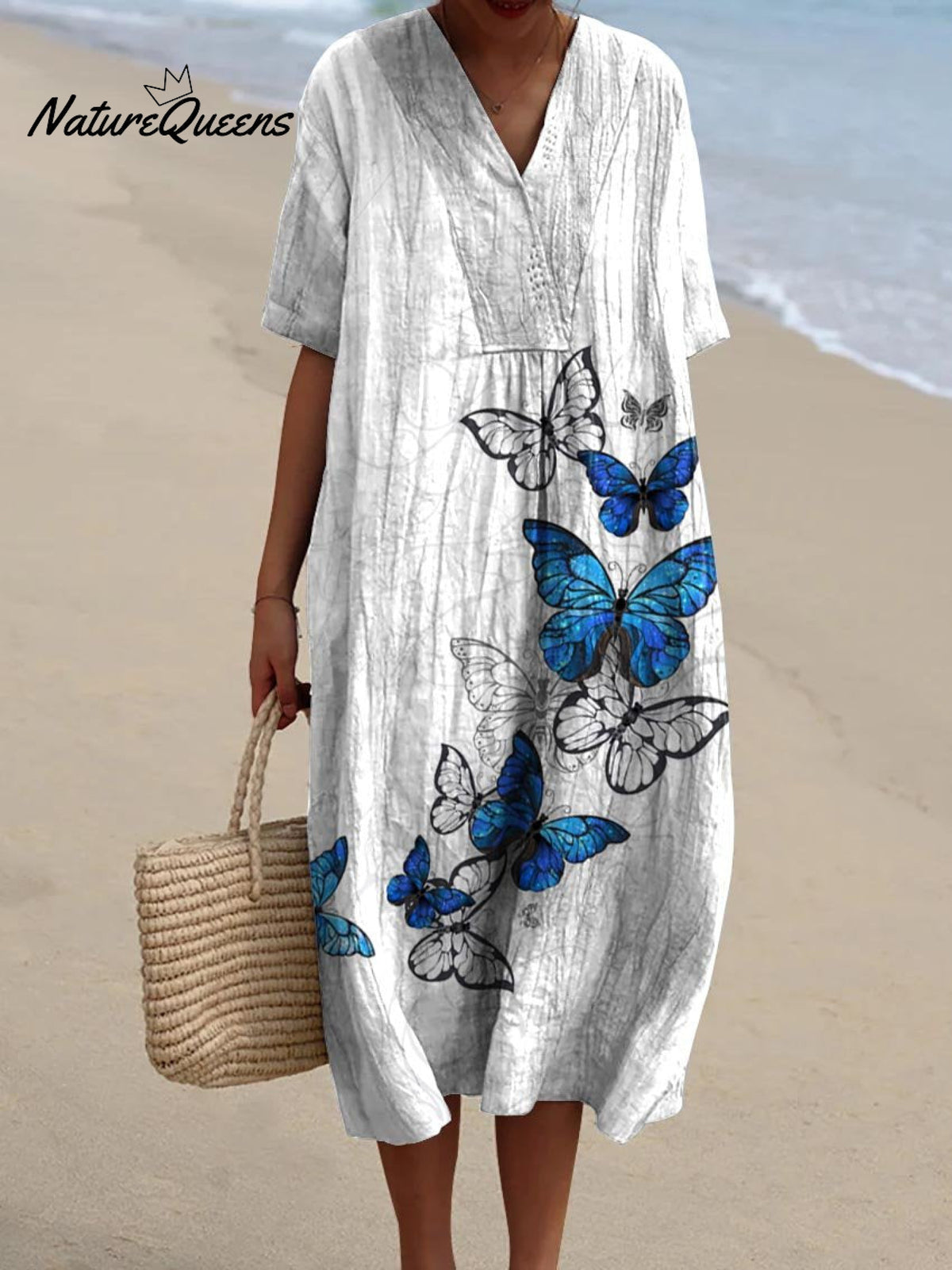 Women's Vintage Lovely Butterflies Art Print Flowy Dress