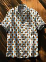 Plaid Art Vintage Print Casual 100% Cotton Shirt