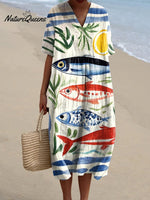 Women's FishArt Print Flowy Dress