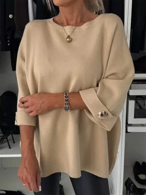 Casual Metal Button Sweater