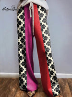 Colorful Geometric Clover Pattern Printed Women's Comfortable Knitted Trousers