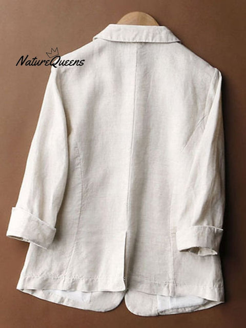 Women's 3/4 Sleeves Linen And Cotton Jacket