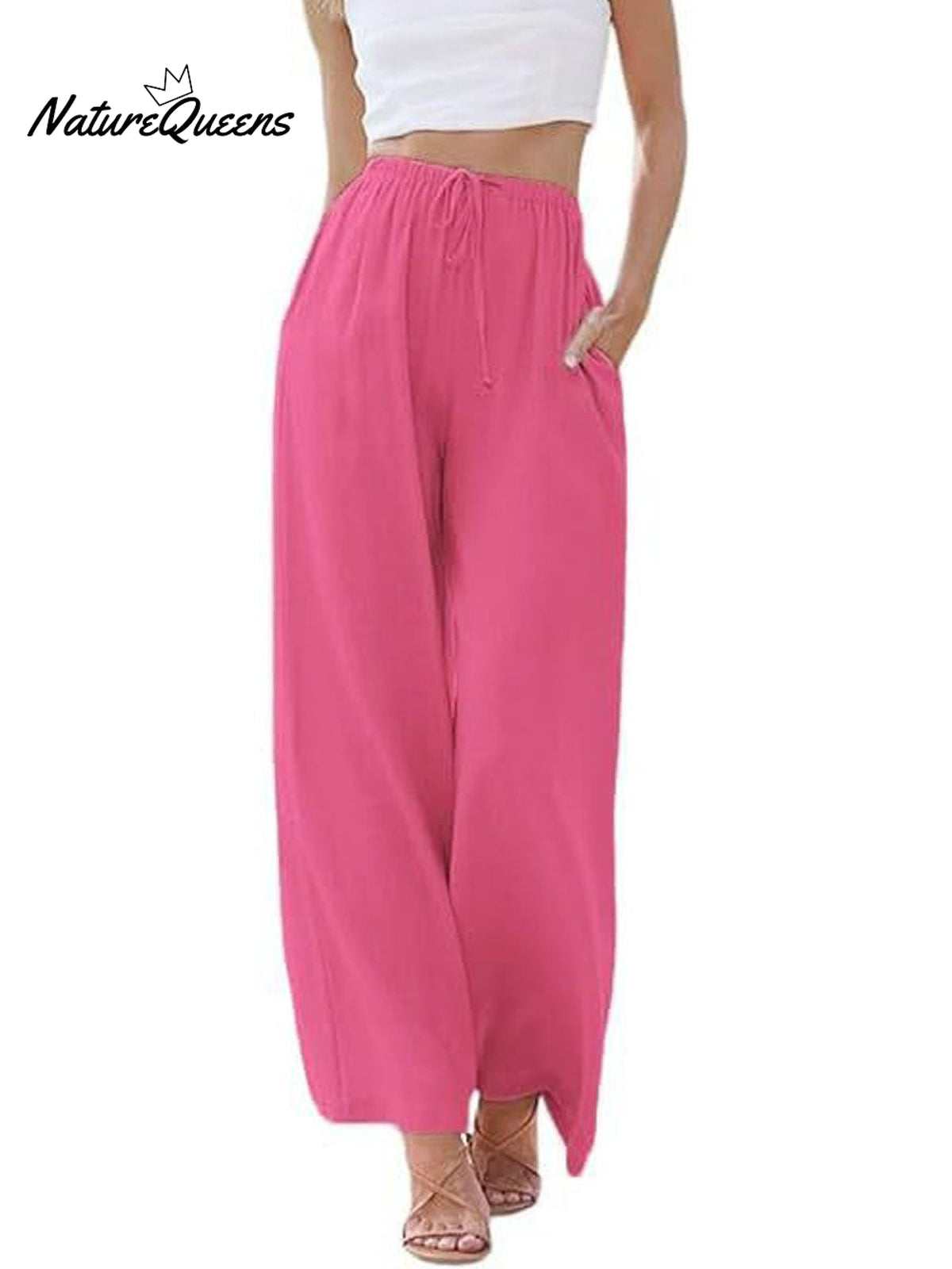 Women's Solid Color Loose Elegant Casual Simple Cotton And Linen Pants