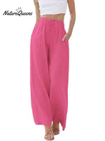Women's Solid Color Loose Elegant Casual Simple Cotton And Linen Pants