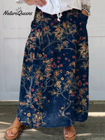 Women’s Floral Print Linen Pocket Skirt Multicolor / S