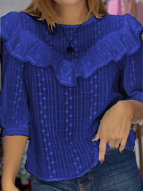 Women's Retro Lace Ruffle Collar Top